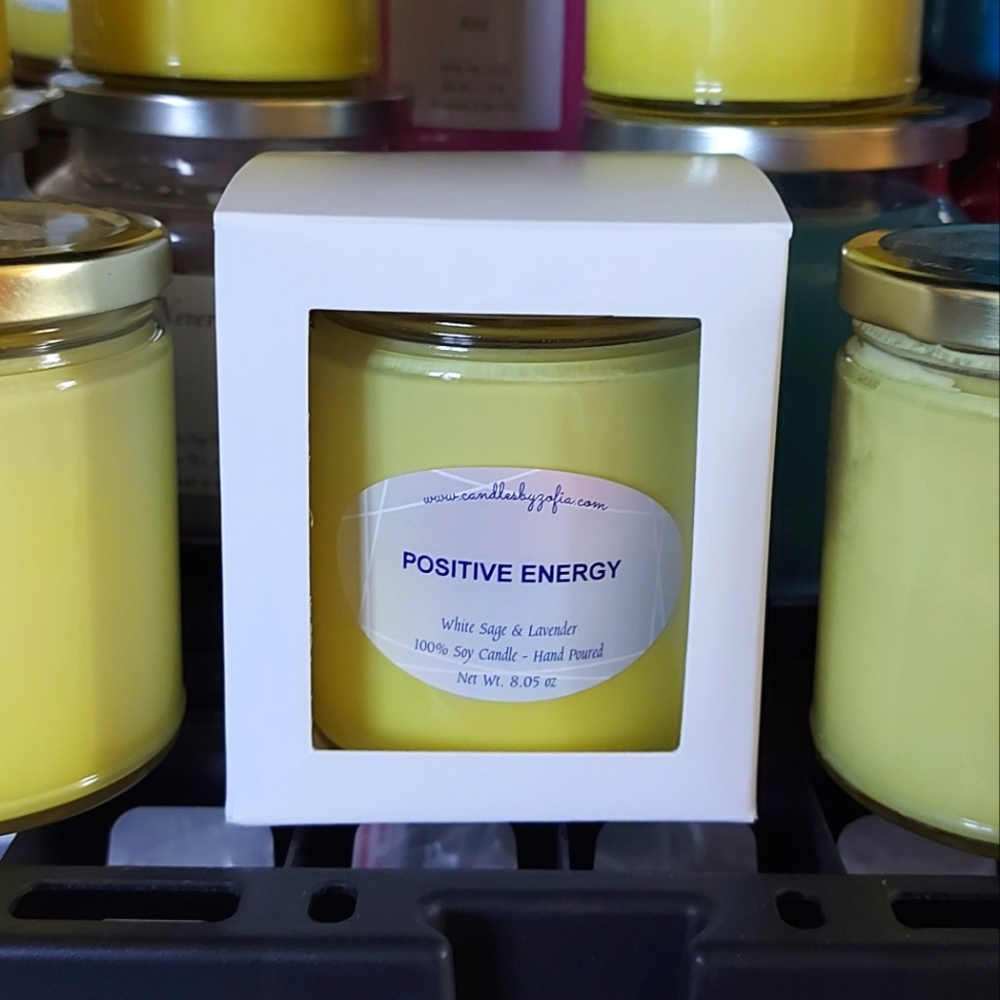 positive energy white sage lavender candle